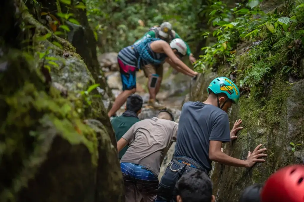 Team building empresarial de aventura outdoor — actividad de confianza y trabajo en equipo de MentalWork